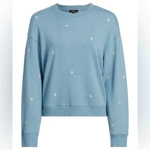RAILS   Ramona Embroidered Star Cotton Blend Sweatshirt In Aqua Stars
